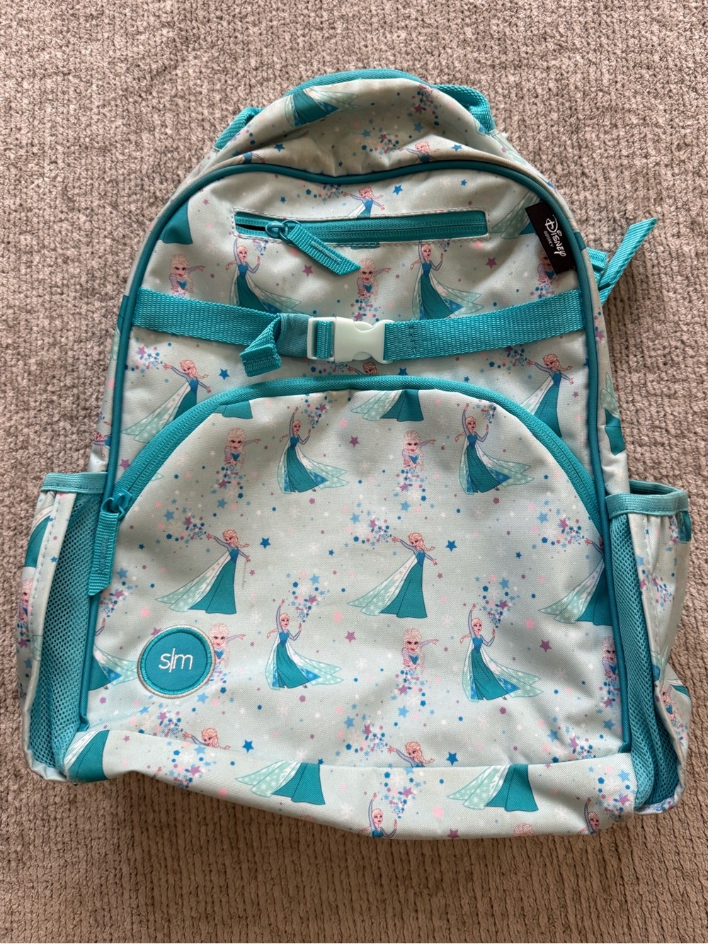Disney Frozen Elsa Backpack Simple Modern Kids School Bag Blue Print